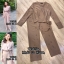 *พร้อมส่ง*Style Korea Set :: เสื้อยืดแขนยาวตัวสวย ช่วงตัวตีเกล็ด ทรงป้ายไขว้ มาพร้อมกางเกงทรงชิคสีคลู
