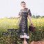*พร้อมส่ง*FRGM Dress :: เดรสตัวเก๋ แขนสั้น ช่วงอกตัดต่อด้วยผ้าซีทรูแต่งแถบลูกไม้เป็นระบาย