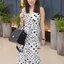 Korea Dress :: เดรสสายเดี่ยวตัวยาว พิมพ์ลายจุด