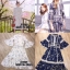 *พร้อมส่ง*Tohns' Dress :: เดรสตัวยาวสวยสพรึง อลังมาก ด้วยลายผ้าสุดหวานลายดอกเดซี่ ช่วงคอแต่งลูกไม้