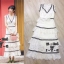 *พร้อมส่ง*Self portrait Dress :: เดรสตัวจาวแขนกุดสุดปัง แต่งแถบลูกไม้สีดำ