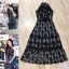 *พร้อมส่ง*Erdem x H&M :: Dress >>เดรสแขนแขนเว้าตัวสวยเก๋ แต่งแถบลูกไม้รอบตัว ผูกโบคอเก๋