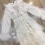 LM Dress :: เดรสคอวีแต่งระบายลูกไม้ แขนยาวจั๊มระบายปลายแขน