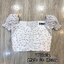MNC Top >>เสื้อครอปแขนสั้น แขนพองน่ารัก ปลายแขนเป็นสม็อคมีระบายเล็กๆ