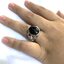 แหวนมณีนิลแท้ เมืองกาญจนบุรี ฉลุลายพญาครุฑ พร้อมส่งไซส์ 57 (N0.A650)