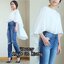 *พร้อมส่ง*Korea Style Tops :: เสื้อคอกลมตัวเก๋ ทรงปล่อยเย็บซ้อนชิ้นผ้าเป็นระบายรอบตัว