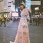 KS Dress ::เดรสคอวีแขนสั้น ช่วงแขนพองระบาย