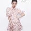 Zara Dress :: เดรสตัวสั้นคอปกลายดอกไม้ แขนพอง
