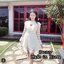 *พร้อมส่ง*FR. Dress :: เดรสแขนยาวตัวสั้นสุดแบ้ว คอตั้งระบายรอบคอ