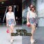 *พร้อมส่ง*KS Set :: เสื่อปาดไหล่ตัวยาวสุดงามมาพร้อมกับกางเกงเอวสูงขายาว ปักฉลุลายช่วยปลายขา