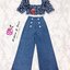 Landmee Set Top+Pant เซ็ทเสื้องานปักกับกางเกงเอวสูงขาบานอลัง