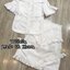 TOHN Set:: เสื้อแขนสั้นคอปาด ช่วงคอจับจีบสวย ตกแต่งลูกไม้ ช่วงอกเป็นผ้าอัดพลีตเป๊ะ