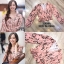 *พร้อมส่ง*TS Blouss เสื้อคอวีแขนยาวสีชมพูใสๆสกรีนลายดอกไม้สวย