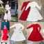 Korea style Dress :: เดรสคอปกแขนยาว เปิดไหล่มีสายเดี่ยวหนึ่งข้างเก๋ๆ มีเข็มขัดคาดเอว