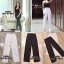 *พร้อมส่ง*KML Pant::กางเกงเอวสูงลายทาง ซิปหน้า ทรงกระบอก ลายริ้ว