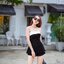 06-2078 set 2 ชิ้น เกาะอกสีดำตัดแทบขาว