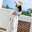 Korea Dress :: เดรสตัวยาวปักดอกไม้ คอเหลี่ยม แขนสั้นจ๊มปลายแขน