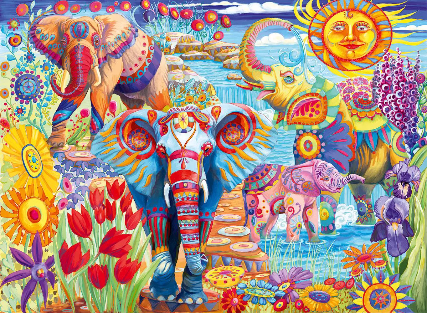 Bluebird Puzzle - Elephants in the Garden by Laura Audi 6000 pcs.